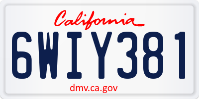CA license plate 6WIY381