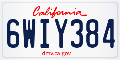 CA license plate 6WIY384