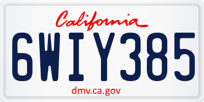 CA license plate 6WIY385