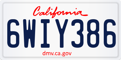 CA license plate 6WIY386