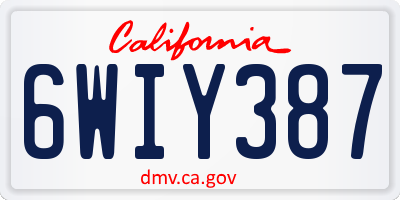 CA license plate 6WIY387