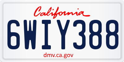 CA license plate 6WIY388