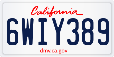 CA license plate 6WIY389