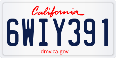CA license plate 6WIY391