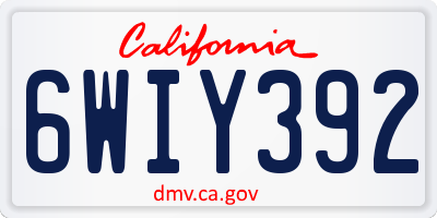 CA license plate 6WIY392