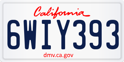 CA license plate 6WIY393