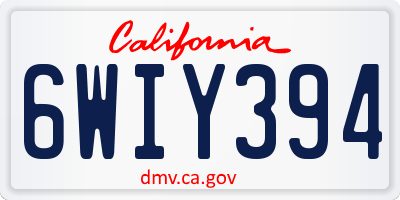 CA license plate 6WIY394