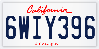 CA license plate 6WIY396
