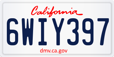 CA license plate 6WIY397