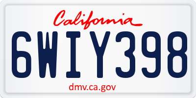 CA license plate 6WIY398