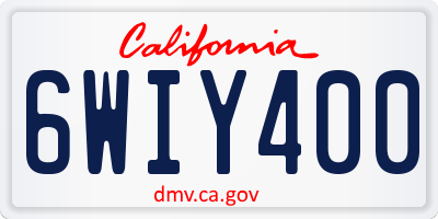 CA license plate 6WIY400