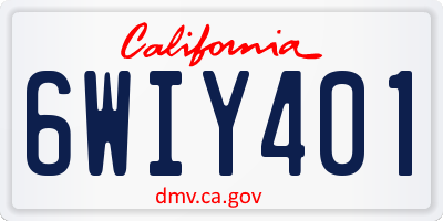 CA license plate 6WIY401