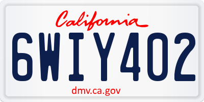 CA license plate 6WIY402