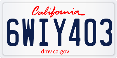 CA license plate 6WIY403