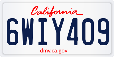 CA license plate 6WIY409