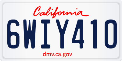 CA license plate 6WIY410