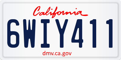 CA license plate 6WIY411