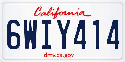 CA license plate 6WIY414