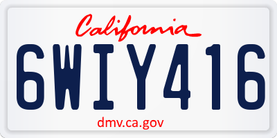 CA license plate 6WIY416