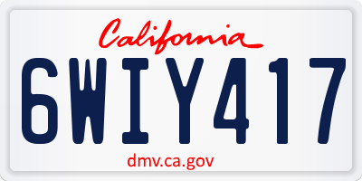 CA license plate 6WIY417