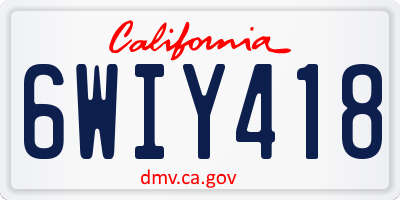 CA license plate 6WIY418
