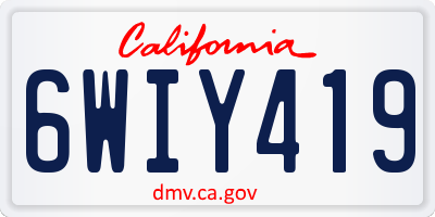 CA license plate 6WIY419