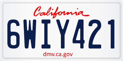 CA license plate 6WIY421