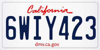 CA license plate 6WIY423