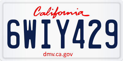 CA license plate 6WIY429