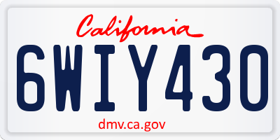 CA license plate 6WIY430