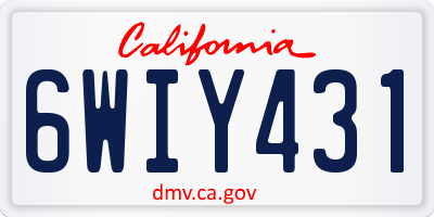 CA license plate 6WIY431