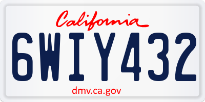 CA license plate 6WIY432