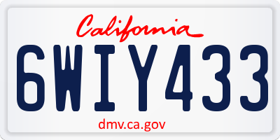 CA license plate 6WIY433