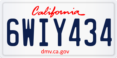 CA license plate 6WIY434