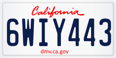 CA license plate 6WIY443