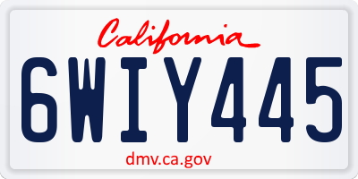 CA license plate 6WIY445