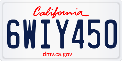 CA license plate 6WIY450