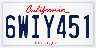 CA license plate 6WIY451