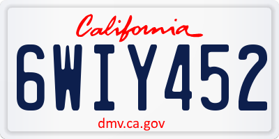 CA license plate 6WIY452