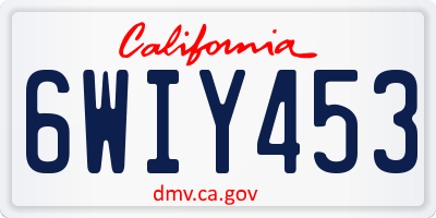 CA license plate 6WIY453