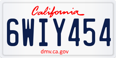 CA license plate 6WIY454