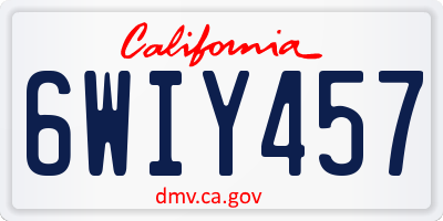 CA license plate 6WIY457
