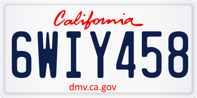CA license plate 6WIY458