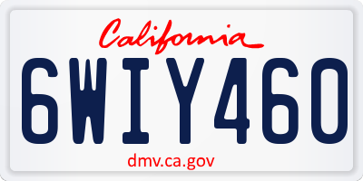 CA license plate 6WIY460