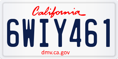 CA license plate 6WIY461