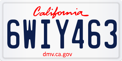 CA license plate 6WIY463