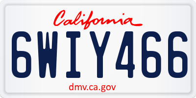 CA license plate 6WIY466