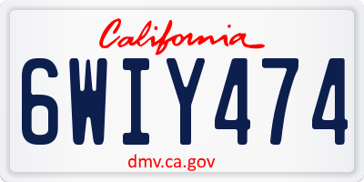 CA license plate 6WIY474