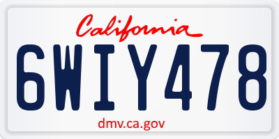 CA license plate 6WIY478