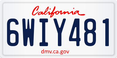 CA license plate 6WIY481